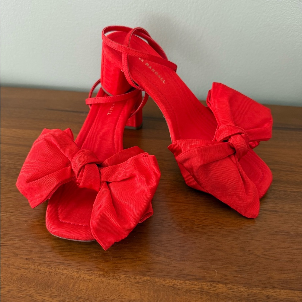 Loeffler Randall Carmen Red Moiré Bow Heel